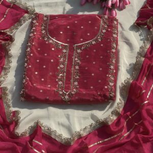 Elegant Pink Embroidered Suit with Dupatta